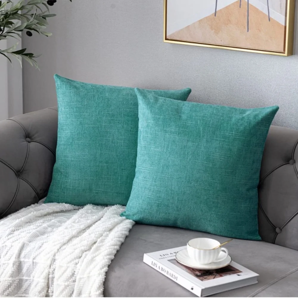 Luxury Home | Chic LakeBlue Turquoise Soft Textured Chenille Throw Pillow Covers